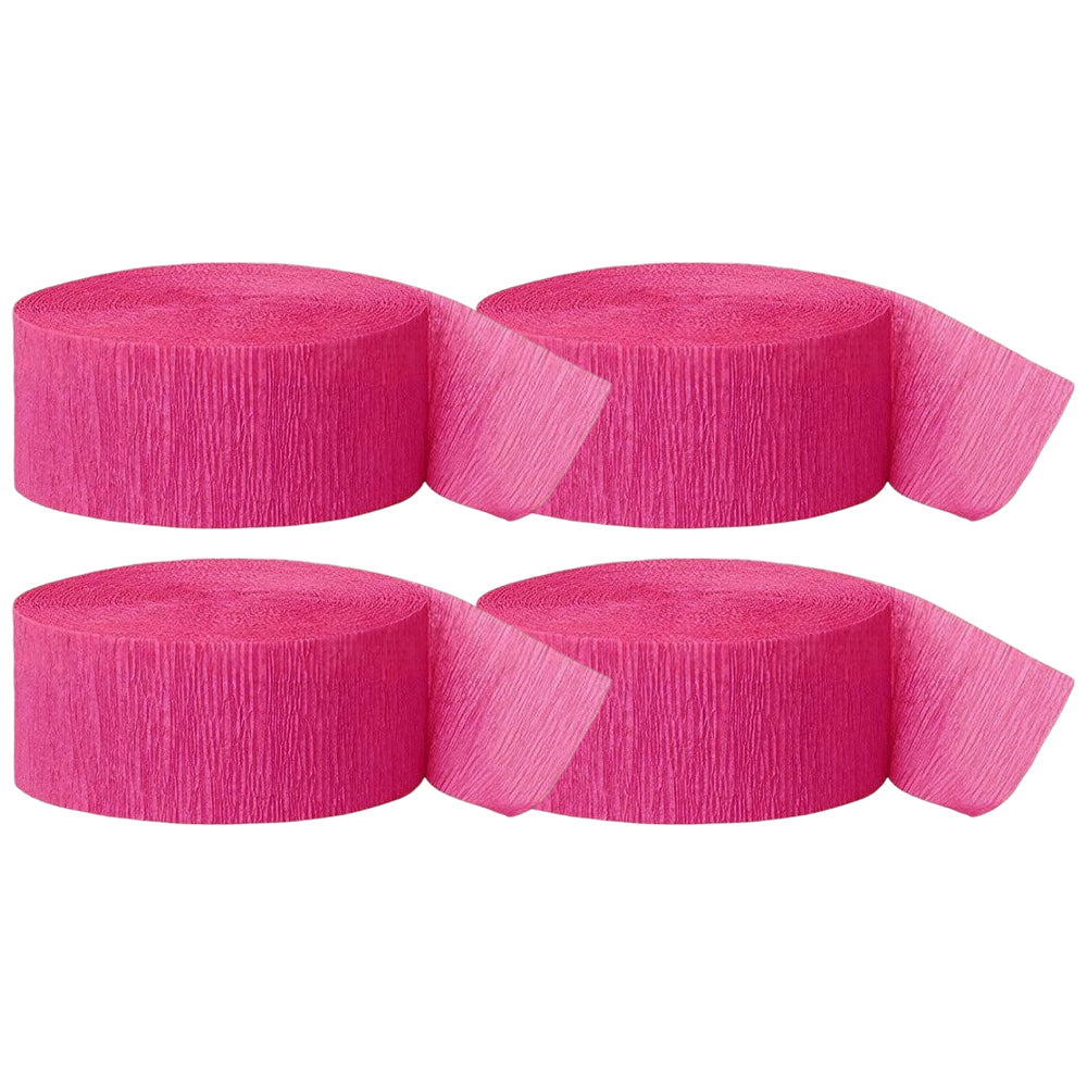 Crepe Paper Streamer Rolls for Birthday Parties, Baby Showers, Weddings, and Event Decorations, Pack of 4