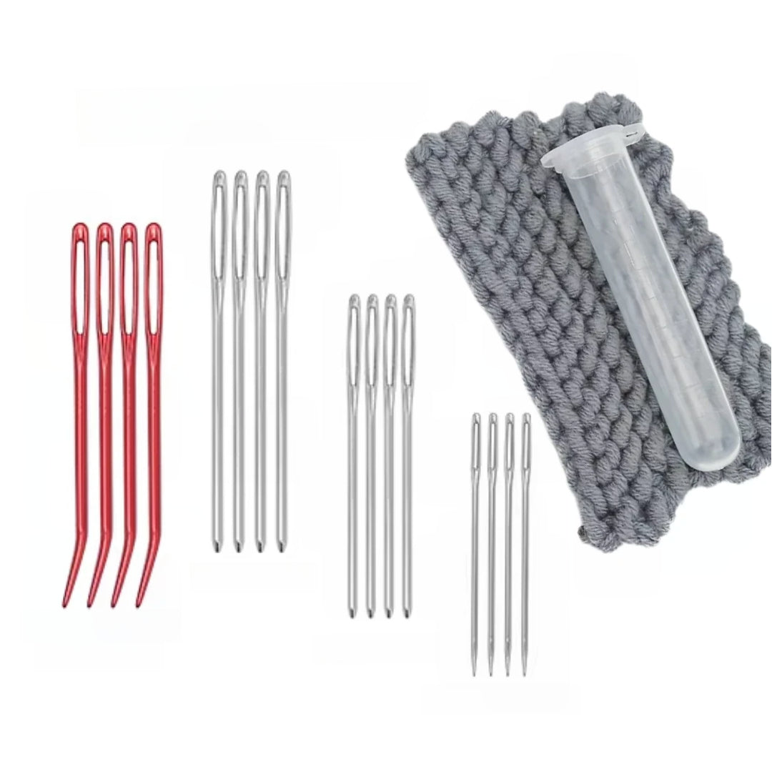 Large-Eye Blunt Stainless Steel Needles Set for Yarn, Sewing, Knitting, Crafting & Finishing Crochet