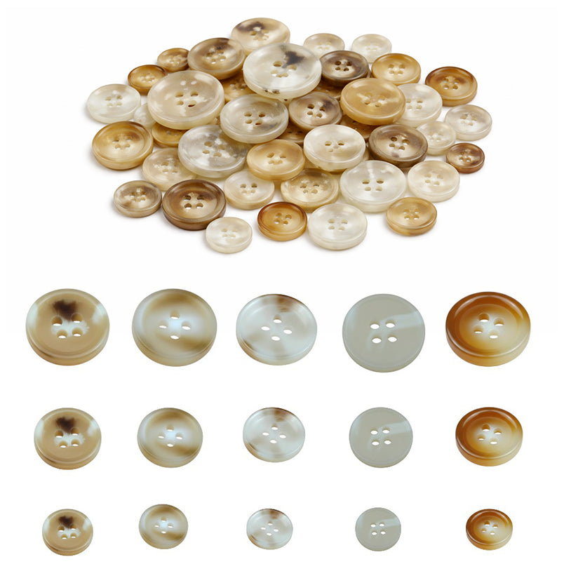 Mixed Sewing Buttons 4 Hole Resin Buttons 15mm 20mm 25mm for Clothing and Crafts, Pack of 110