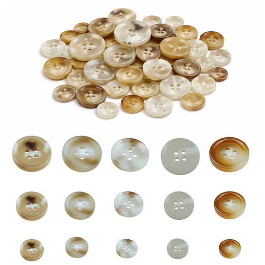 Mixed Sewing Buttons 4 Hole Resin Buttons 15mm 20mm 25mm for Clothing and Crafts, Pack of 110