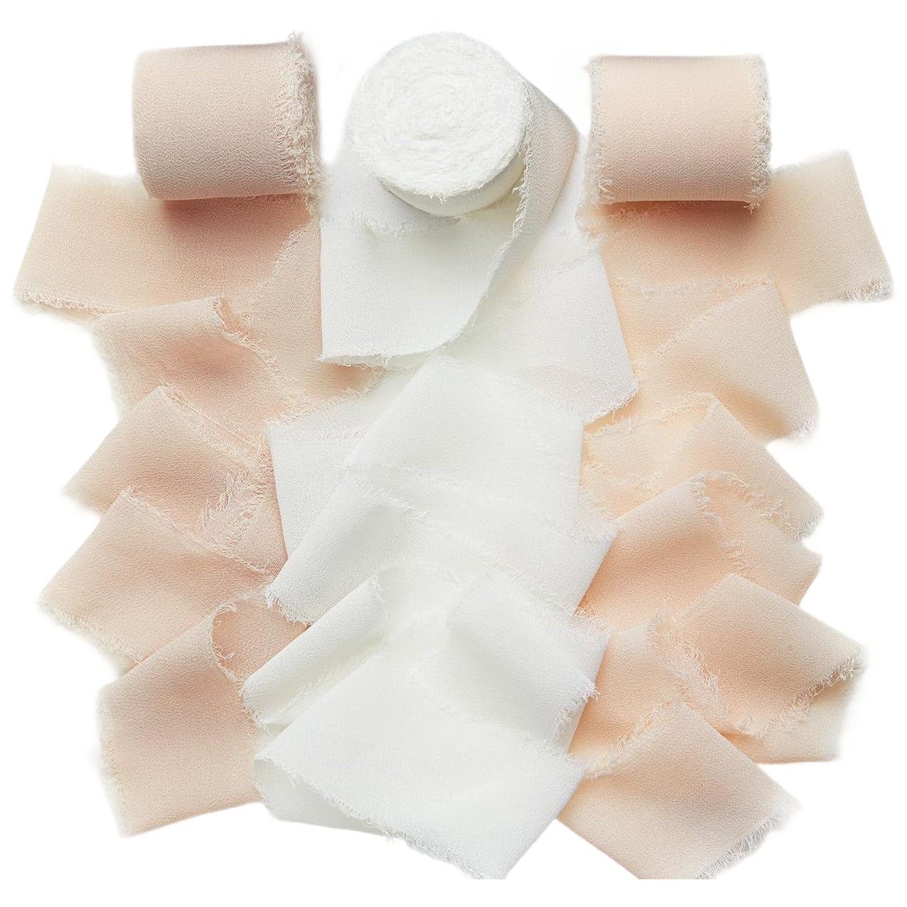 1.5 Inch x 7 Yards Chiffon Silk Ribbon Set for Wedding Bouquets, Gifts, and Decorations, Pack of 3