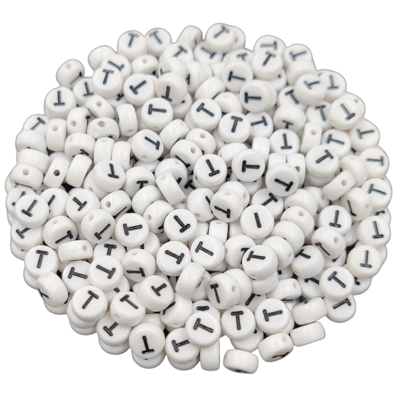 White Round Acrylic Alphabet Letter Beads for Bracelet and Jewelry Making 4x7mm, Pack of 300