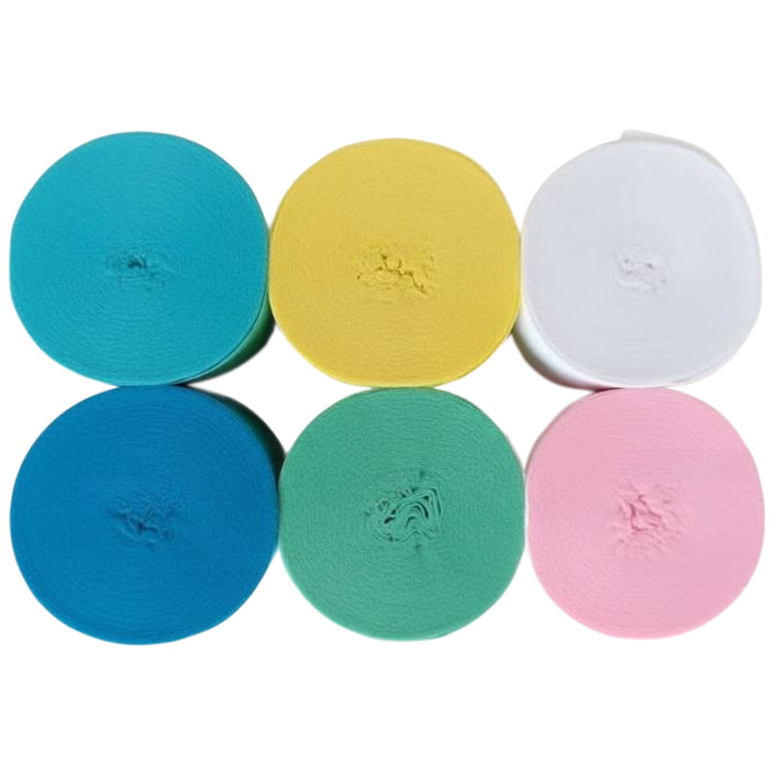 Crepe Paper Streamers 82ft Each Roll for Birthday, Wedding, and Party Decorations 1.77 Inch, Pack of 6