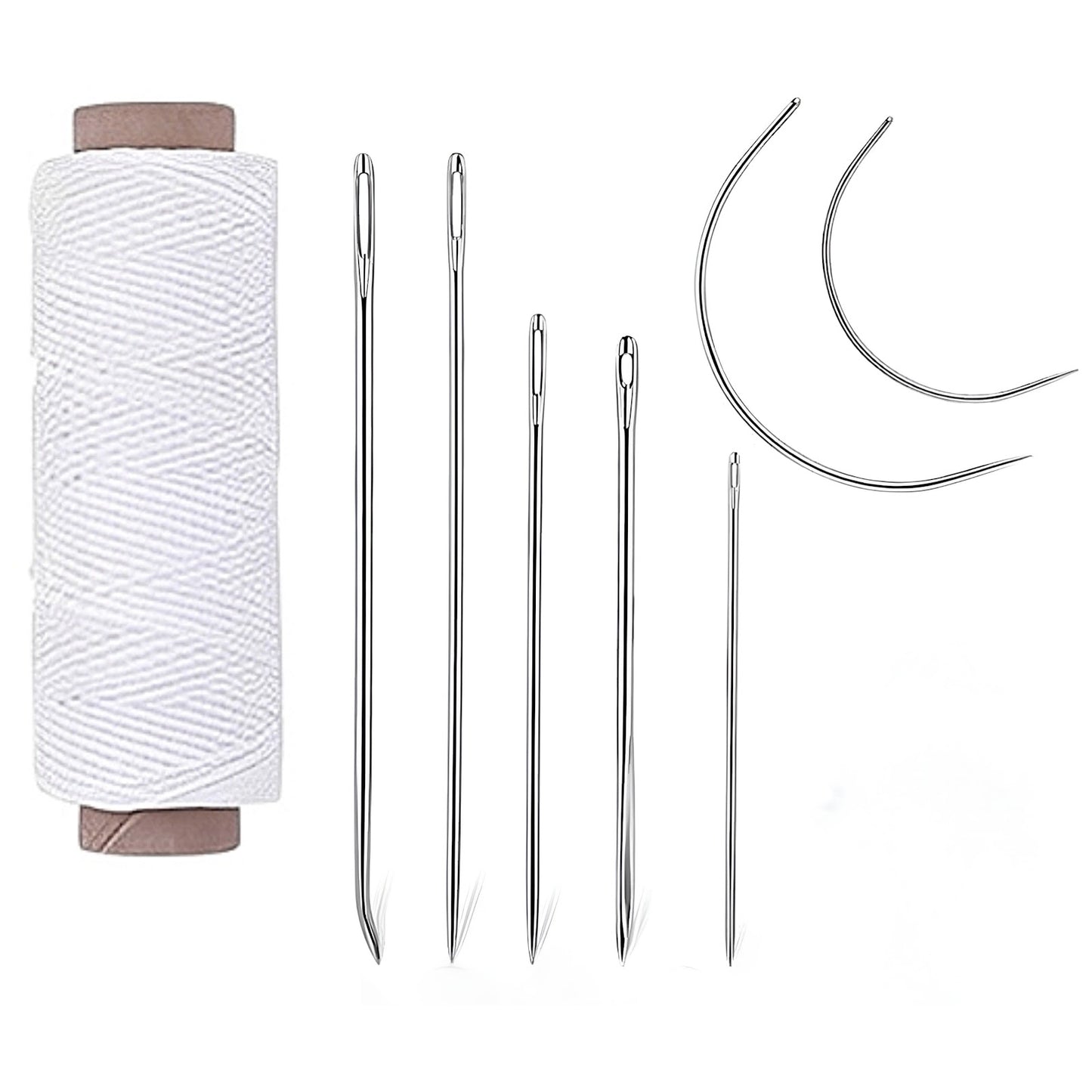 55 Yards Waxed Thread with 7 Leather Needles for Hand Sewing Leather Upholstery Repair Canvas Bags