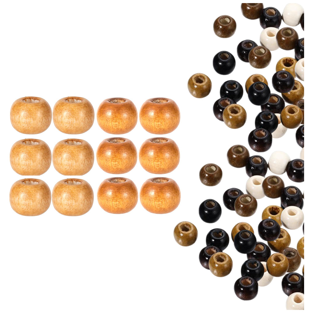 Natural Maple Wood Round Beads 9x10mm for Jewelry, Macrame, Hair, and DIY Crafts, Pack of 100