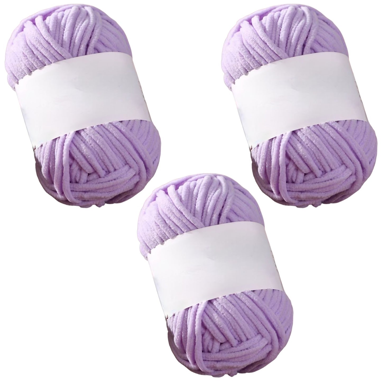 Soft Chenille Velvet Yarn for Crocheting Knitting Weaving Blankets and DIY Craft Projects 50 Grams/1.76oz 93 yards, Pack of 3