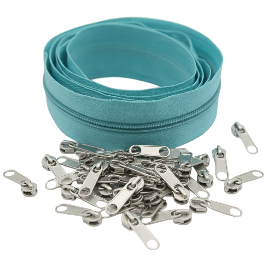 10 Yard Nylon Coil Zipper Roll with 25 Sliders Bulk Sewing Zippers for Bags Clothing Cushions and DIY Crafts