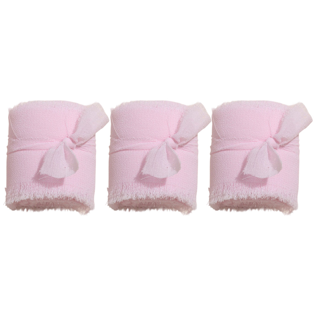 Chiffon Ribbon 1.5 Inch by 16.40yds Handmade Fringe Silk Ribbon for Gift Wrapping Wedding Bouquet and DIY Crafts, Pack of 3