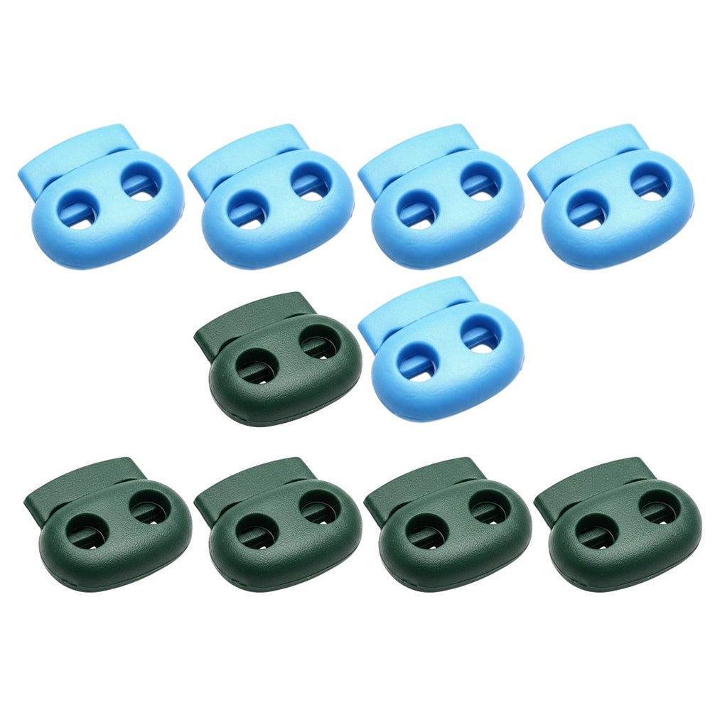 Double Hole Plastic Spring Cord Lock Toggles for Drawstrings Paracord Shoelaces and Elastic Bungee Rope