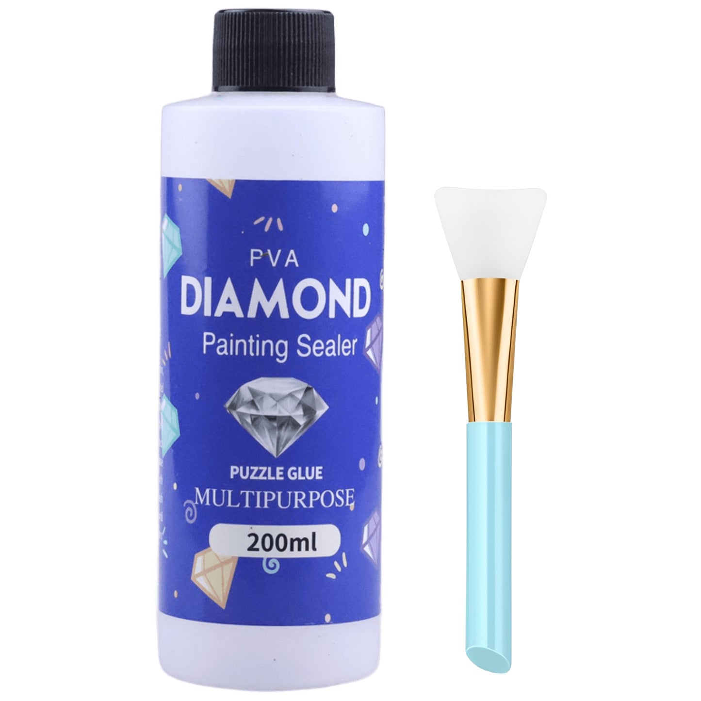 200ML Diamond Painting Sealer Glue with Silicone Brush for 5D Diamond Art and Jigsaw Puzzles