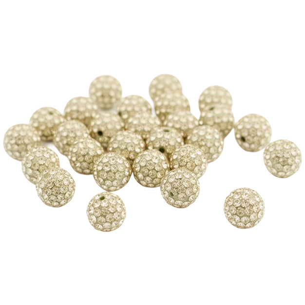 10mm White Rhinestone Beads for Jewelry Making Round Disco Crystal Beads for DIY Bracelets, Earrings and Necklaces