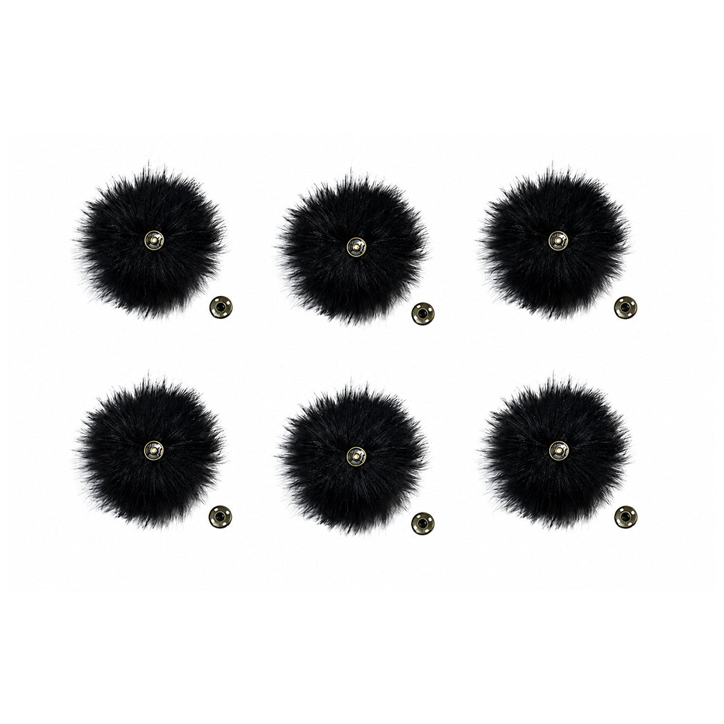 Detachable Faux Fox Fur Pom Poms for Hats with Snaps, 4.3 Inch DIY Accessories, Pack of 6