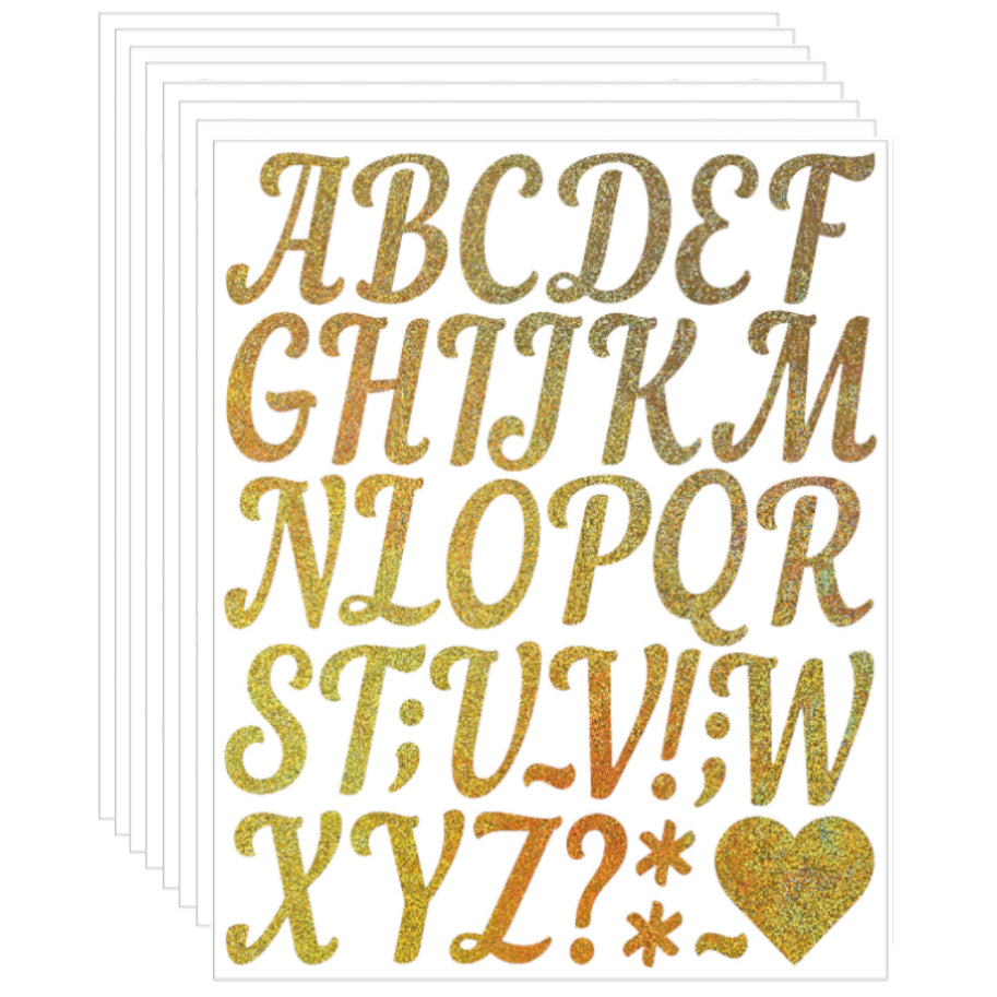 Glitter Vinyl Letter and Number Stickers Self Adhesive Waterproof Decals for Crafts Signs Mailbox DIY Decoration, Pack of 8