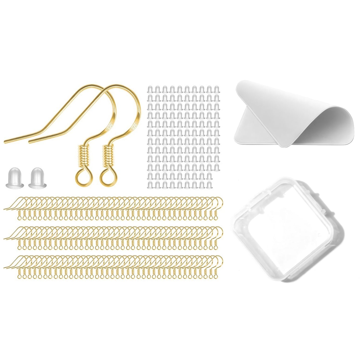 Hypoallergenic Earring Hooks Fish Ear Wires with Rubber Backs for Jewelry Making, Set of 120