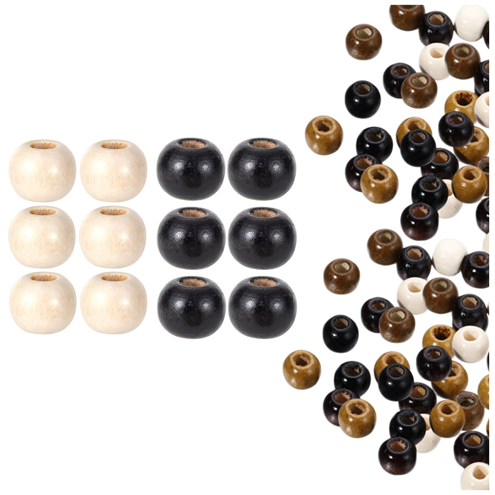 Natural Maple Wood Round Beads 9x10mm for Jewelry, Macrame, Hair, and DIY Crafts, Pack of 100