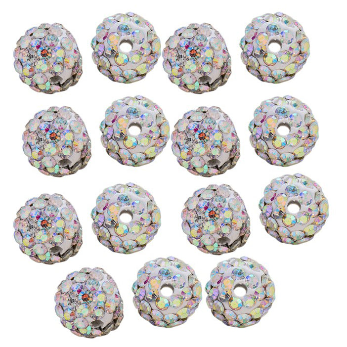 10mm White Rhinestone Beads for Jewelry Making Round Disco Crystal Beads for DIY Bracelets, Earrings and Necklaces