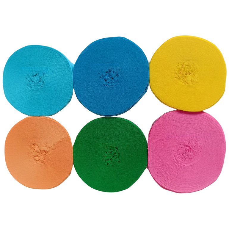 Crepe Paper Streamers 82ft Each Roll for Birthday, Wedding, and Party Decorations 1.77 Inch, Pack of 6