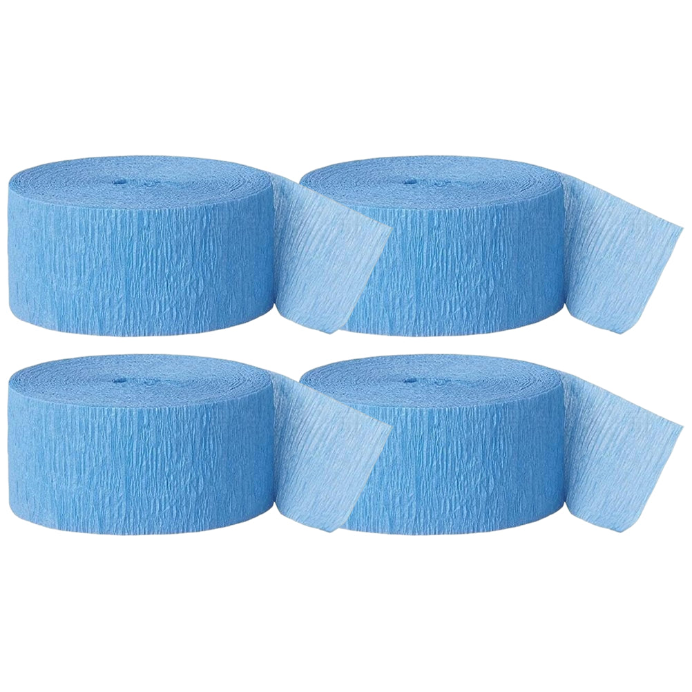 Crepe Paper Streamer Rolls for Birthday Parties, Baby Showers, Weddings, and Event Decorations, Pack of 4