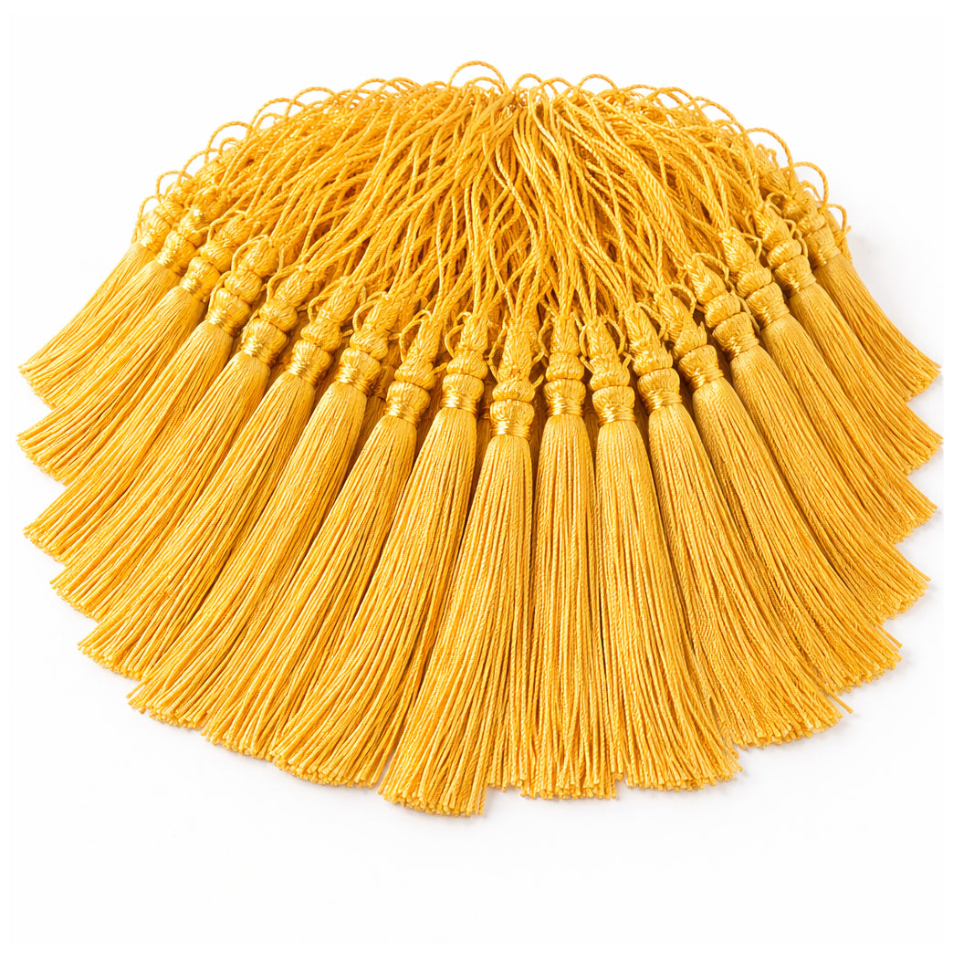Mini Silky Tassels with Loops for Jewelry Making DIY Crafts Bookmarks Handmade Polyester 5 Inch, Pack of 100