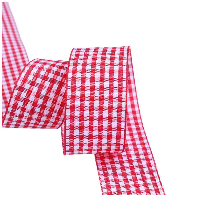 1 Inch Polyester Ribbon 50 Yard Double Faced Plaid Craft Trim for DIY Crafting, Scrapbooking and Christmas Gift Wrapping