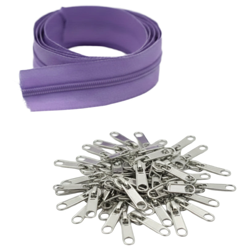 10 Yard Nylon Coil Zipper Roll with 25 Sliders Bulk Sewing Zippers for Bags Clothing Cushions and DIY Crafts