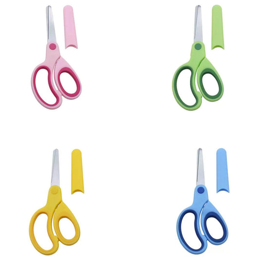 5 Inch Kids Safety Scissors with Blunt Tip and Cover for Toddler Paper Cutting Crafts Ages 4-9