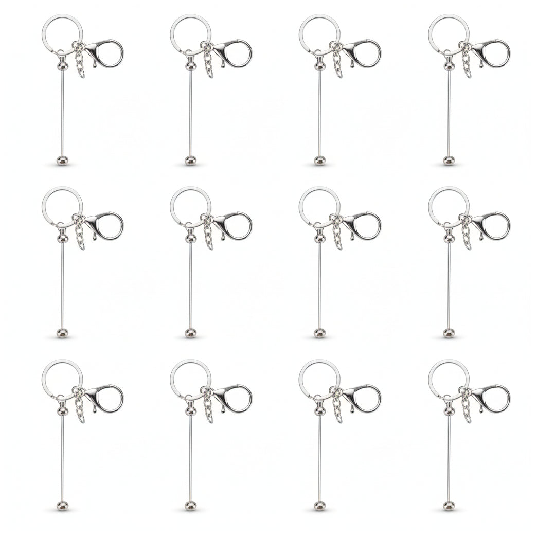 Beadable Keychain Bars Metal 14.8cm Blank Beaded Keychains for DIY Crafts Gifts and Jewelry Making