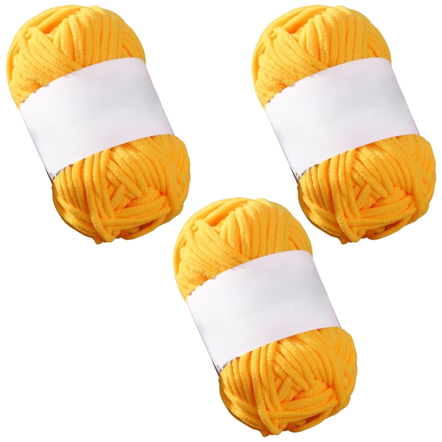 Soft Chenille Velvet Yarn for Crocheting Knitting Weaving Blankets and DIY Craft Projects 50 Grams/1.76oz 93 yards, Pack of 3