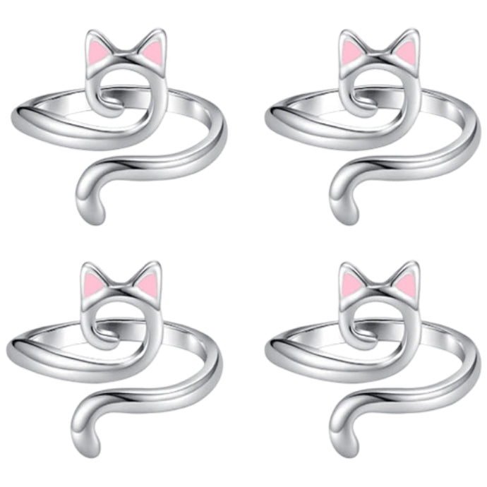 4pcs Cat Design Open Yarn Guide Rings for Faster Knitting and Crochet Thread Control