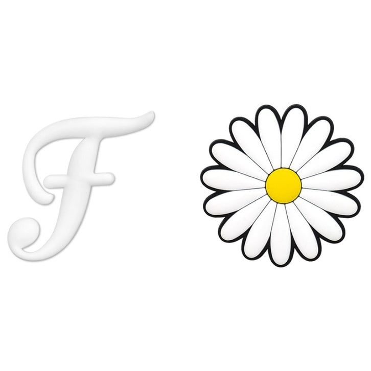 2pcs Letter and Flower Charms for Hand Bag, Decorative Alphabet Accessories Compatible with Rubber Tote