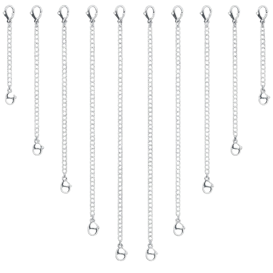Stainless Steel Necklace Extender Chains for Bracelets Jewelry Making and Adjustable Necklace Length, Set of 10