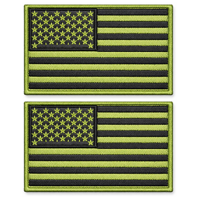 2 Pack Tactical USA Flag Patch 2x3 Inch Embroidered Regular and Reverse with Loop Backing