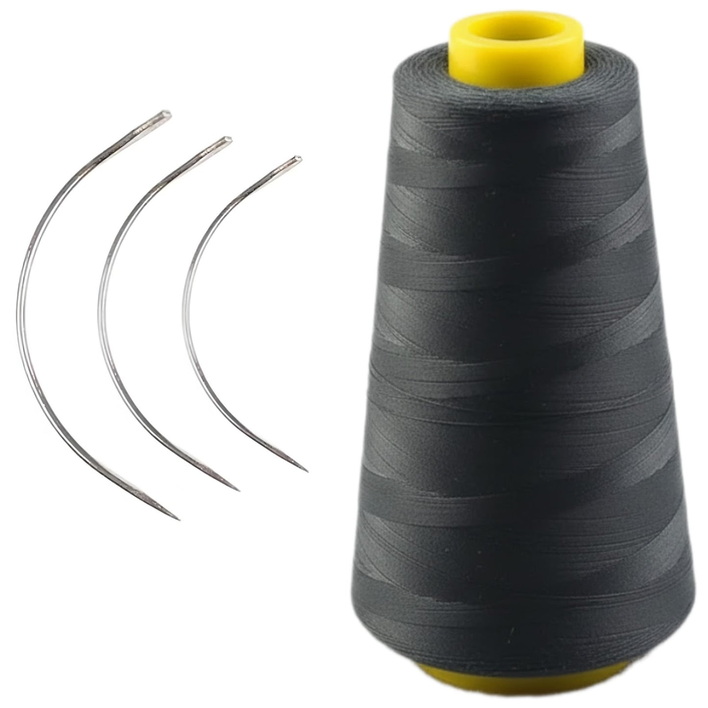 Thick Polyester Thread for Wig Making and Hair Extension Sewing with 3 Curved Needles