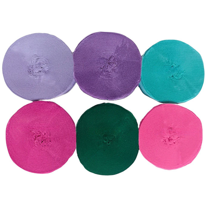 Crepe Paper Streamers 82ft Each Roll for Birthday, Wedding, and Party Decorations 1.77 Inch, Pack of 6