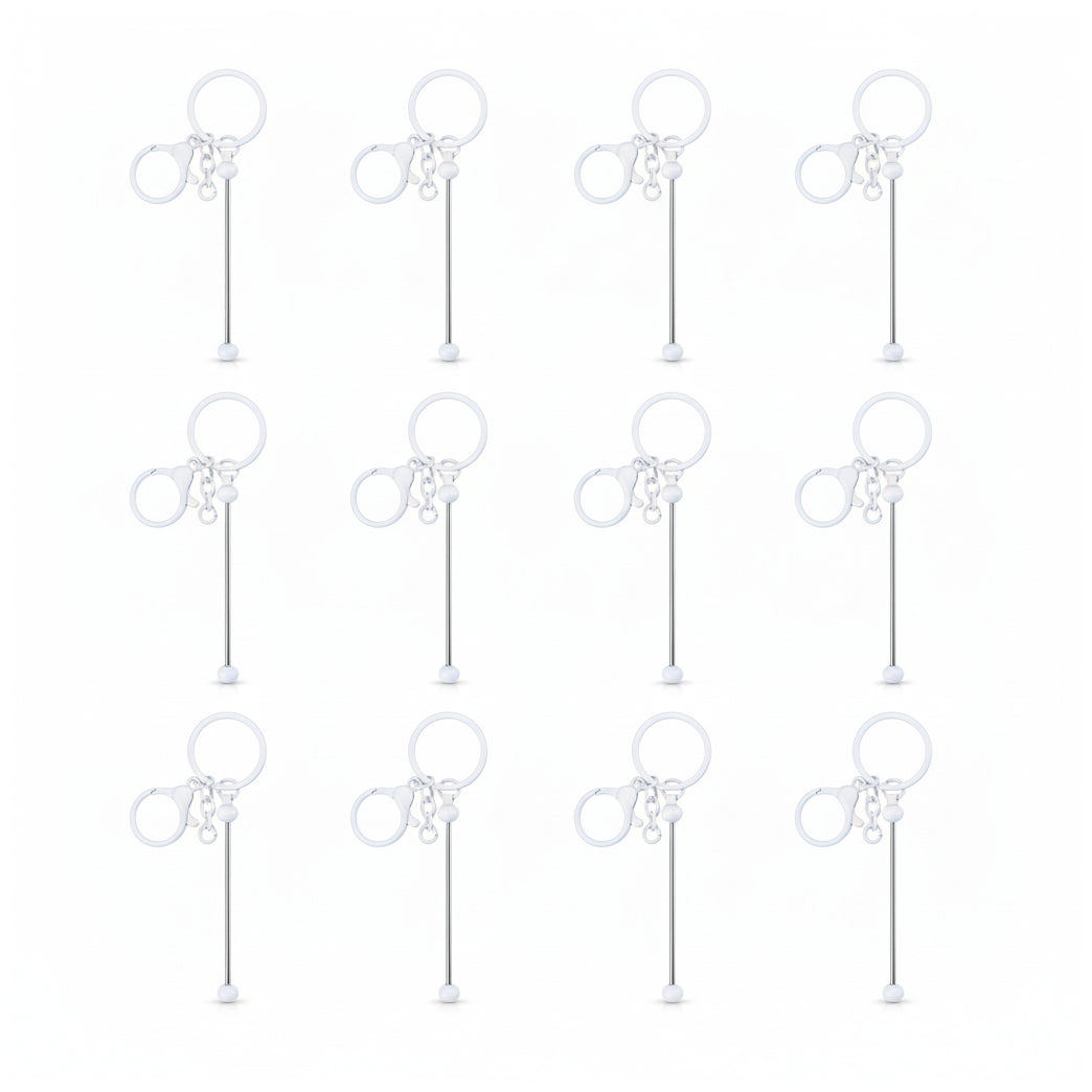 Beadable Keychain Bars Metal 14.8cm Blank Beaded Keychains for DIY Crafts Gifts and Jewelry Making