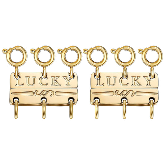 Gold and Silver Layering Necklace Clasp Separator for Stackable Multi Strand Chains and Tangle Free Wear