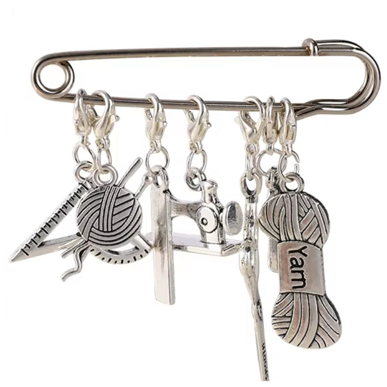 Colorful Enamel Stitch Marker Charms with Clasps for Knitting, Crochet, and Crafting