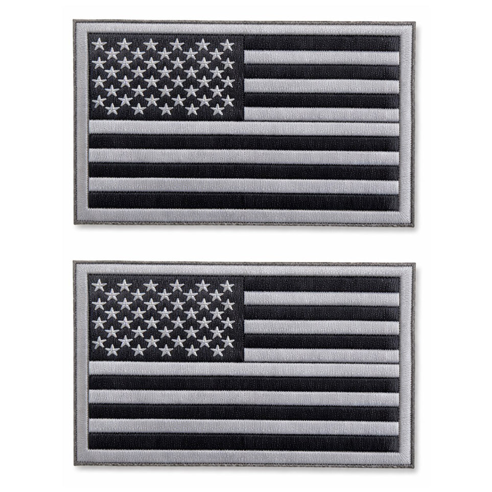 2 Pack Tactical USA Flag Patch 2x3 Inch Embroidered Regular and Reverse with Loop Backing
