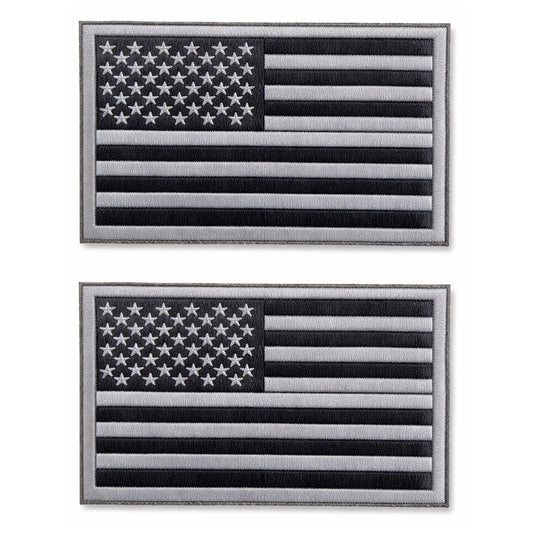 2 Pack Tactical USA Flag Patch 2x3 Inch Embroidered Regular and Reverse with Loop Backing