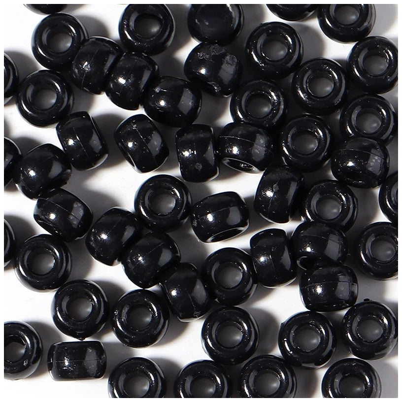 6x9mm Mixed Color Transparent Glitter Pony Beads for Hair Braids and Jewelry Making, Pack of 1000