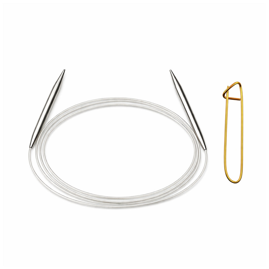 Stainless Steel Circular Knitting Needles with Stitch Holder for Hats Sleeves Scarves Baby Sweaters and Small Projects