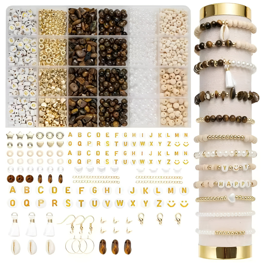 Natural Stone Beads Jewelry Making Kit Irregular Gemstone Supplies for DIY Bracelets Necklaces Earrings Adults