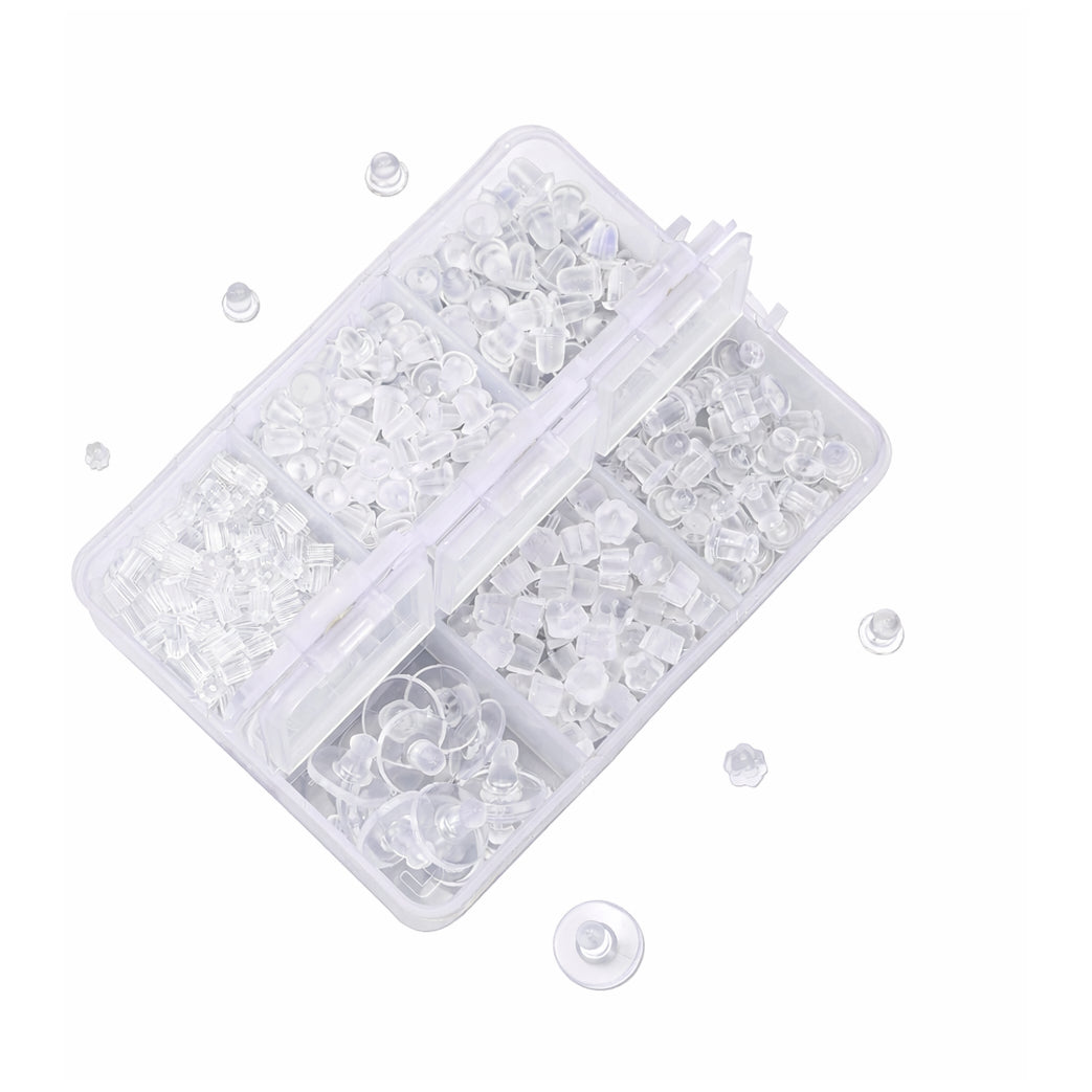 6 Styles Clear Silicone Earring Backs Hypoallergenic Rubber Clutch Stoppers for Studs Hooks and Hoops