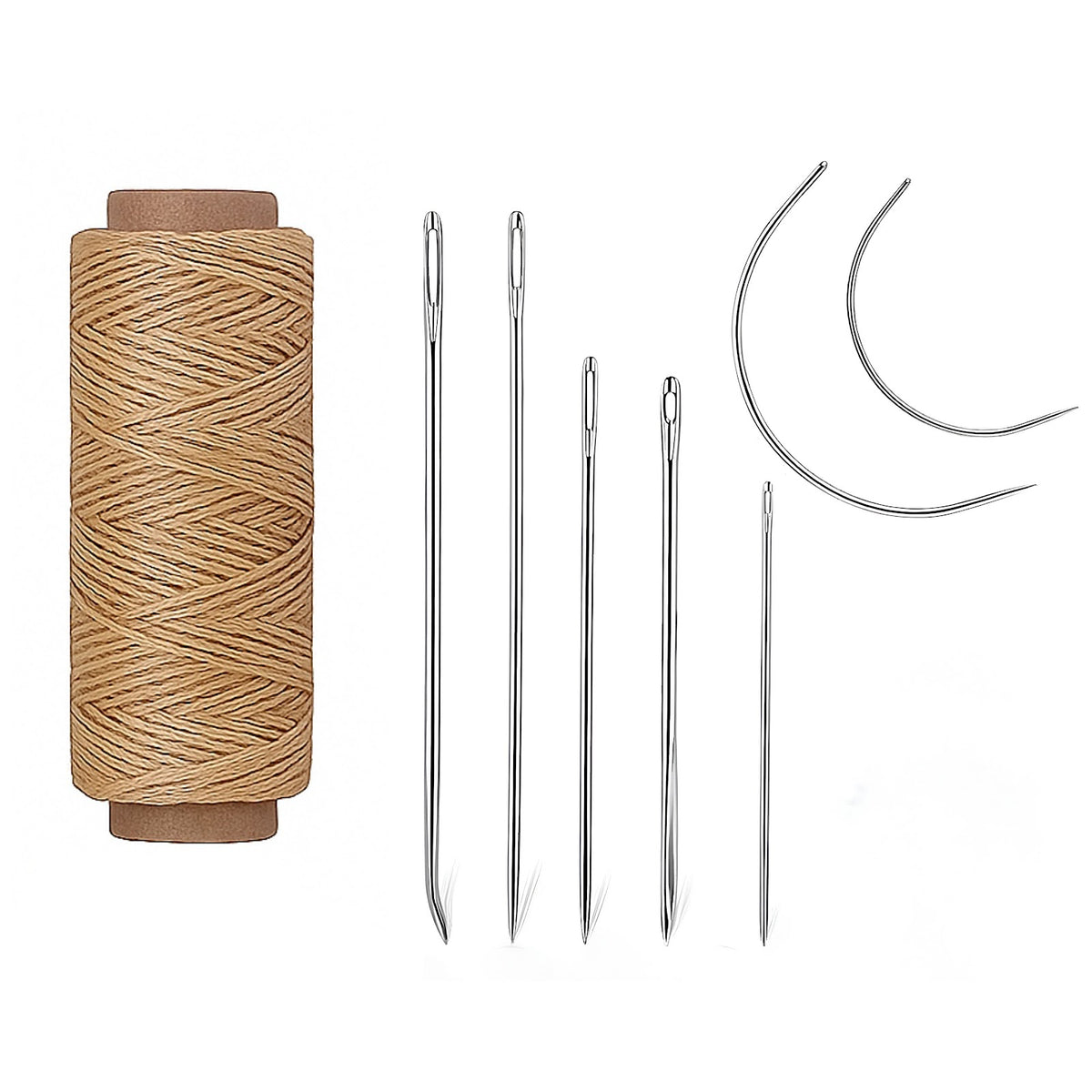 55 Yards Waxed Thread with 7 Leather Needles for Hand Sewing Leather Upholstery Repair Canvas Bags