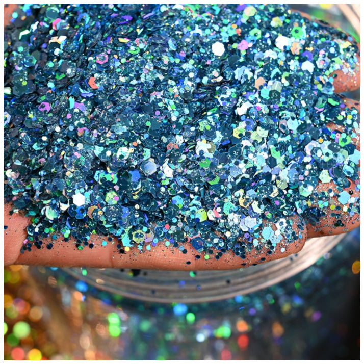 160g Holographic Chunky Glitter for Resin Art, Nails, Face, Hair, Tumblers, Crafts, and DIY Decorations