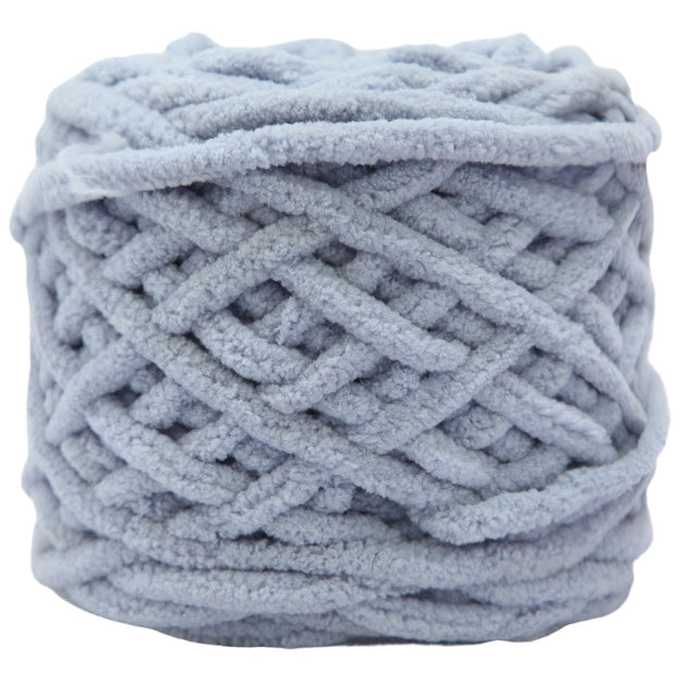 Light Gray Super Bulky Chenille Yarn for Knitting/Crochet, #6 Weight (55 Yards)