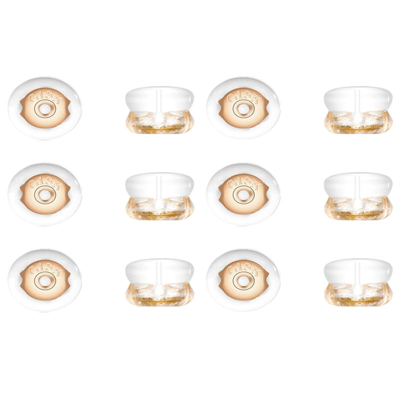 Silicone Locking Earring Backs for Studs and Heavy Earrings Hypoallergenic Clear, Pack of 12