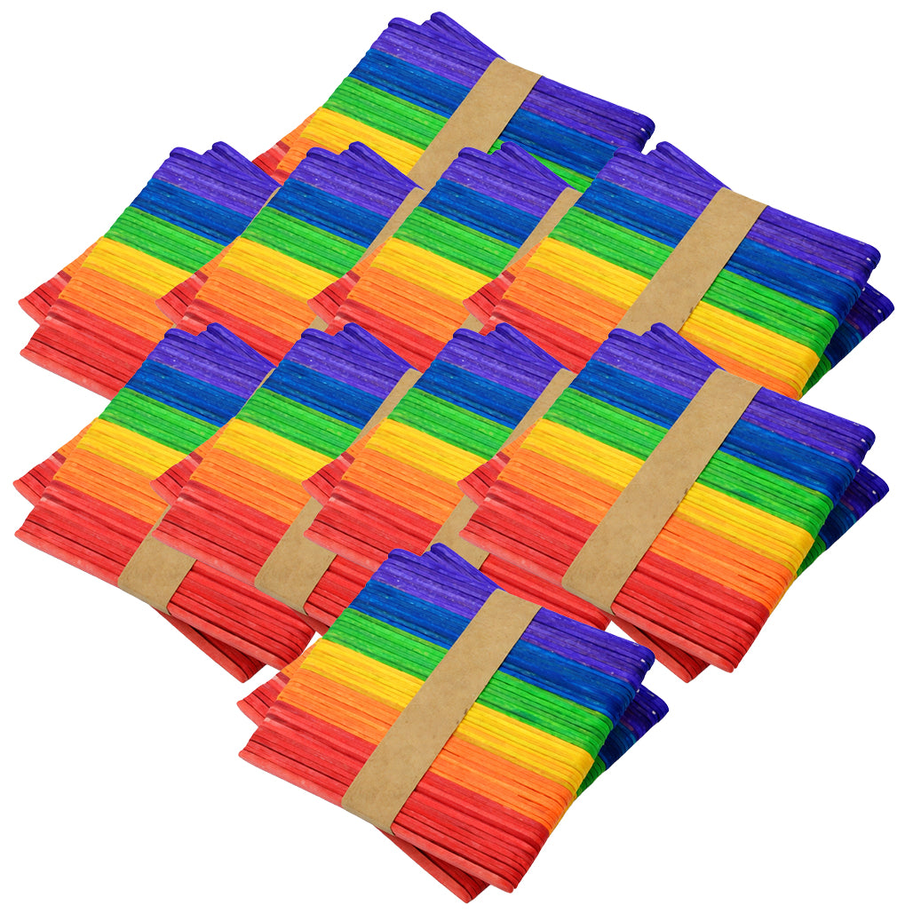 Colored Popsicle Sticks 4.5 Inch Rainbow Wooden Craft Sticks for DIY Projects, School Activities and Kids Crafts