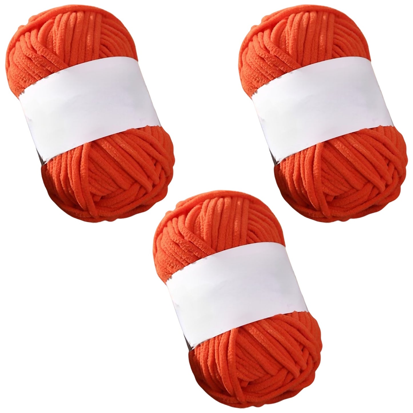 Soft Chenille Velvet Yarn for Crocheting Knitting Weaving Blankets and DIY Craft Projects 50 Grams/1.76oz 93 yards, Pack of 3