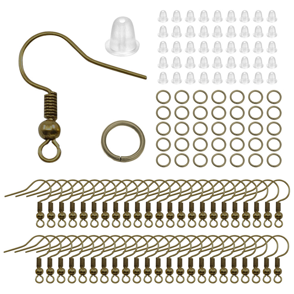 Hypoallergenic Earring Hooks Kit with Backs and Jump Rings for Jewelry Making, Pack of 600